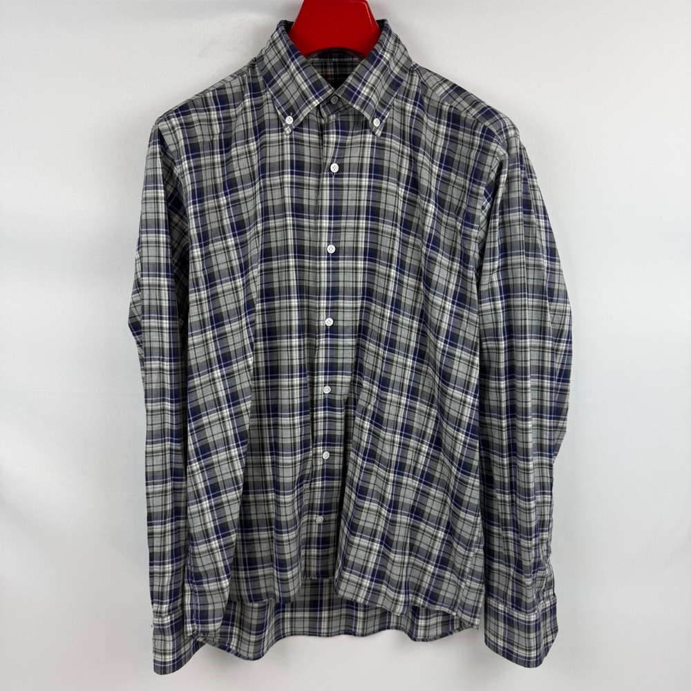 Peter‎ Millar Collection Mens Medium Plaid Button Down Shirt Flex Finish Cotton